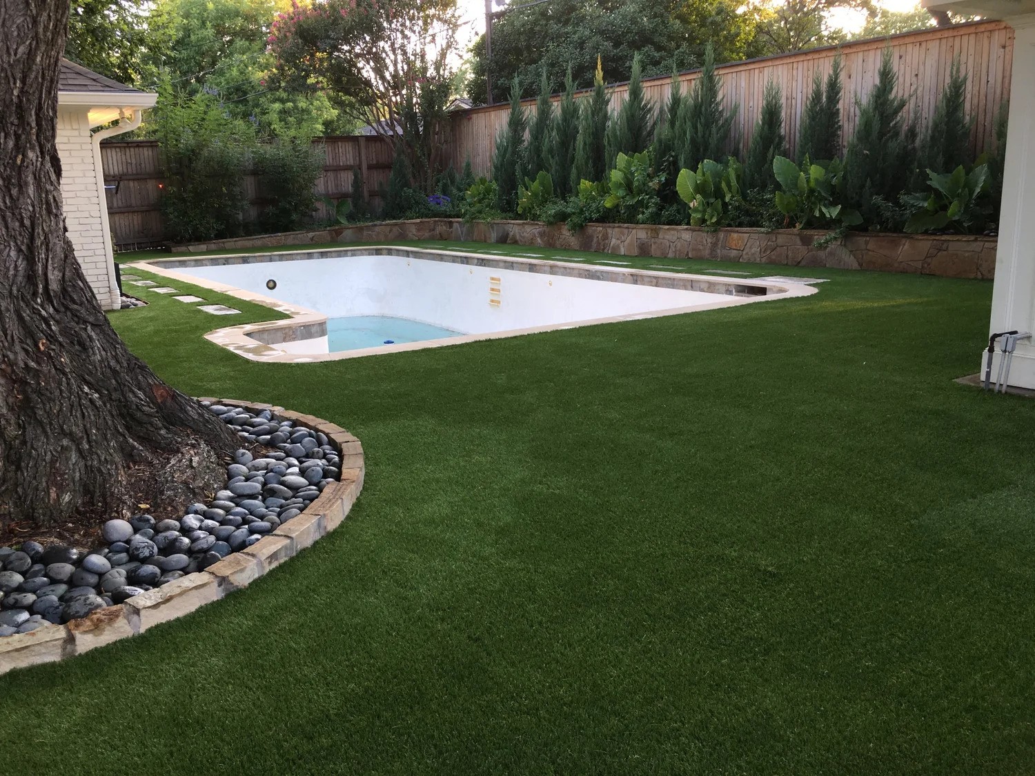 1,900 square feet  High-End Synthetic Turf Backyard