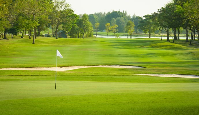 Professionally installed artificial grass turf on a golf course