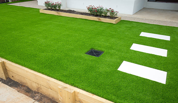 Front yard with artificial grass